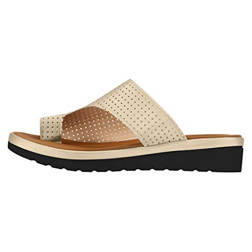 riou Sandalias Mujer Verano 2019 Nuevas Riou Moda para Mujer Retro Sandalias Gruesas y Zapatillas Zapatos de Viaje de Playa cómodos Transpirables,Corrector de Juanetes