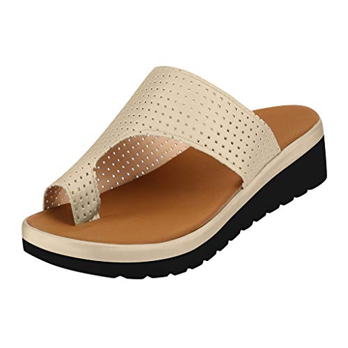 riou Sandalias Mujer Verano 2019 Nuevas Riou Moda para Mujer Retro Sandalias Gruesas y Zapatillas Zapatos de Viaje de Playa cómodos Transpirables,Corrector de Juanetes