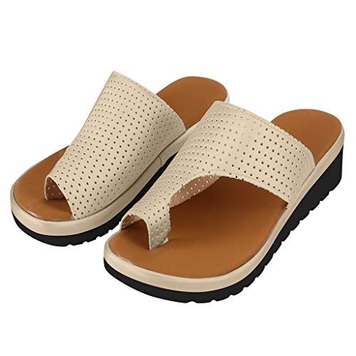 riou Sandalias Mujer Verano 2019 Nuevas Riou Moda para Mujer Retro Sandalias Gruesas y Zapatillas Zapatos de Viaje de Playa cómodos Transpirables,Corrector de Juanetes