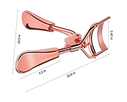 Rizador de pestañas con 6 Almohadillas de Repuesto - Profesional Lash Curler Adaptarse a todas las formas y tamaños de ojos, Perfectamente naturalmente rizado en segundos (Oro rosa)