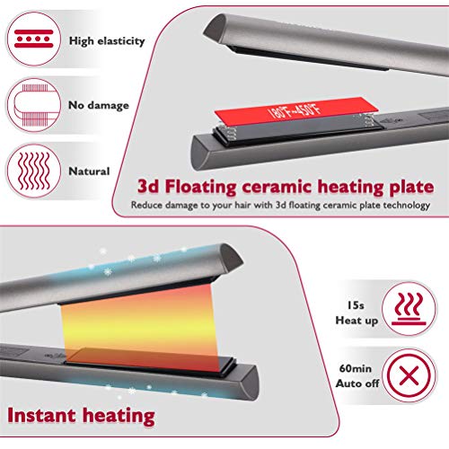 Rizador Pelo y Planchas Pelo 2 en 1, Curling Iron Rizador Pelo Ceramico Planchas Viaje Pelo Turmalina Plancha Viaje Pelo de Ondas Hair Styler Instant con ajustable de temperatura Regalos de Navidad