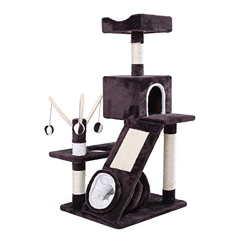 RKY Árboles para Gatos- Gato de Varias Capas Que Sube el Marco con el Gato del Gato del rasguño del túnel Plataforma de Salto Gato atalaya Gato árbol Gato Juguete Gato Resto Nido marrón /-/