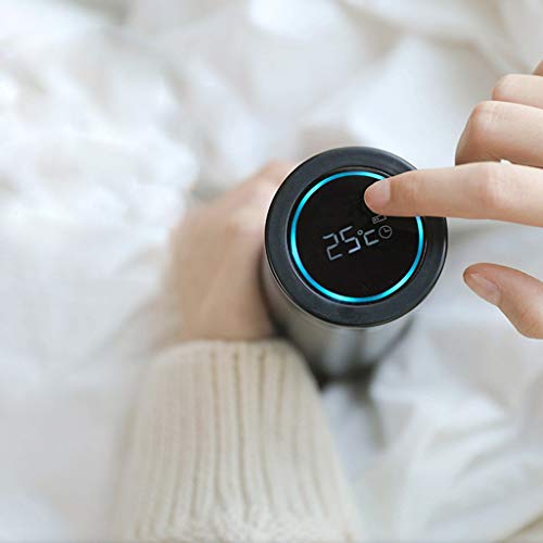 RNGNB Botella de Agua Inteligente, Botella de Agua de Acero Inoxidable Copa aislada a Prueba de Fugas Recargable con Pantalla de Temperatura y recordatorio de Alarma Smart Water Bottle