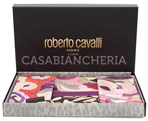Roberto Cavalli Caleidoflora - Juego de Funda nórdica para Cama de Matrimonio, 250 x 200 cm, satén de algodón, Rosa