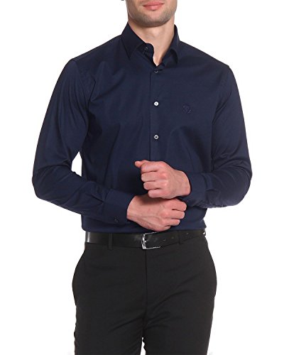 Roberto Cavalli - Camisa Slim Fit para Hombre FSR705 - Azul (Marino), 40