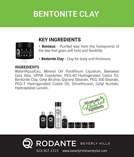 Rodante Beverly Hills Cabello Mate arcilla, cera, Pomada para los hombres, textura y acabado mate Pega 2 oz