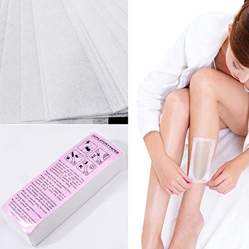Roeam Bandas de Papel para Depilación con Cera,100 PCS Depilación Nonwoven Quitar Depiladora de Papel Depilatory Waxing Cosmetología Smooth Legs Body Hair-Strips Wax Salon para la Depilación