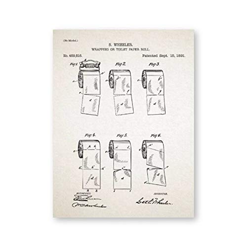 Rollos de papel higiénico Impresiones en lienzo y carteles Rollos de papel higiénico vintage Pintura Cuadros Baño Decoración de la pared 20x25cm