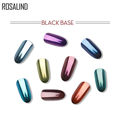 ROSALIND 9 cajas/paquete de polvo efecto perla para decoración de uñas, brillante, mágico, espejo, bricolaje, cromo, diamante, purpurina en polvo