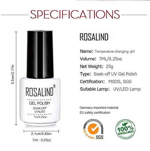 ROSALIND - Esmalte de uñas de gel que cambia la temperatura, 6 unidades, 7 ml