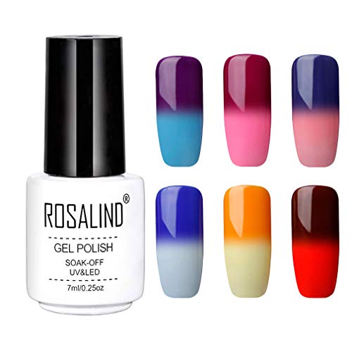 ROSALIND - Esmalte de uñas de gel que cambia la temperatura, 6 unidades, 7 ml