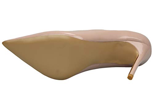 Royou Yiuoer Zapatos de Tacón para Mujer Sexy Aguja Tacon Altos Mode Fiesta Boda Charol Básico Pumps High Heels Nude 38 EU