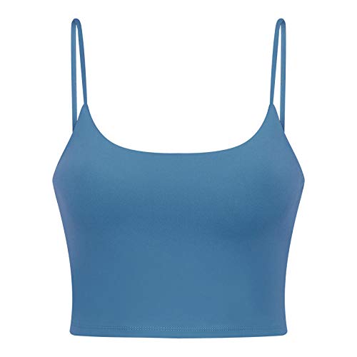 RRUI Medias para Mujer Medias de Mujer Nuevo Gather Cotton Blend Almohadillas para el Pecho de Las Mujeres Sexy Beauty Back Sports Gym Yoga Bra Solid Blue M