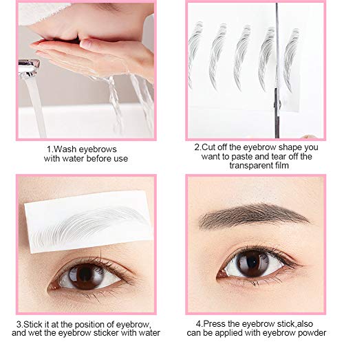 Rubywoo&chili 60 Pairs Cejas Falsas Etiqueta Engomada, 4D Pegatinas de Cejas Impermeable para Mujer y Hombre Herramienta de Maquillaje