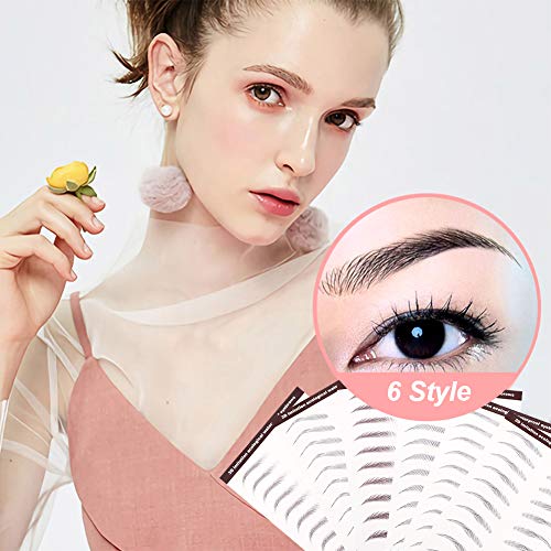 Rubywoo&chili 60 Pairs Cejas Falsas Etiqueta Engomada, 4D Pegatinas de Cejas Impermeable para Mujer y Hombre Herramienta de Maquillaje