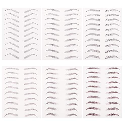 Rubywoo&chili 60 Pairs Cejas Falsas Etiqueta Engomada, 4D Pegatinas de Cejas Impermeable para Mujer y Hombre Herramienta de Maquillaje