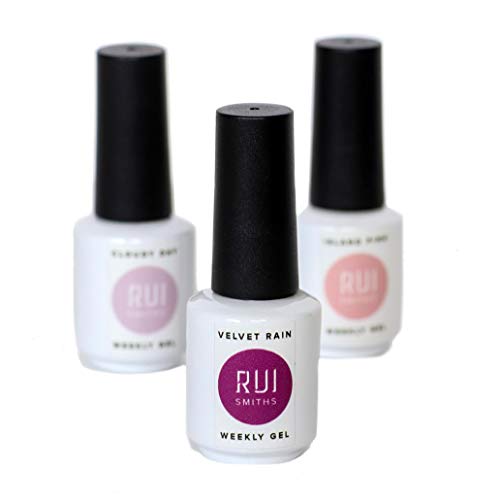 Rui Smiths Semanal Esmaltes en Gel. UV-Curable, Desprendible Pelable Gel Polaco en un Conjunto de 3 Colores. Acabado de Alto Brillo. Formulación 9-Free.