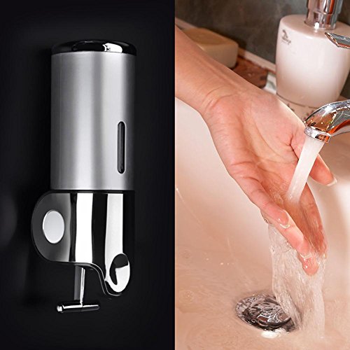 RuiDay - Dispensador de jabón de pared, dispensador manual de champú, gel de ducha, dispensador, plata, 240.00*80.00*75.00