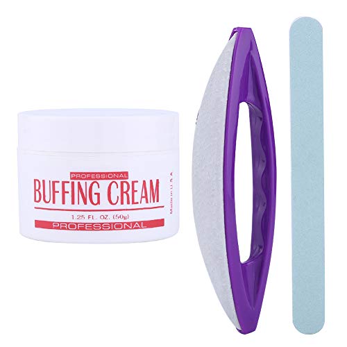 Ruiqas 3Pcs / Set Nail Art Buffing Cream + Nail Brush Buffer Barniz Esmalte + Tira de Pulido Nail Art S