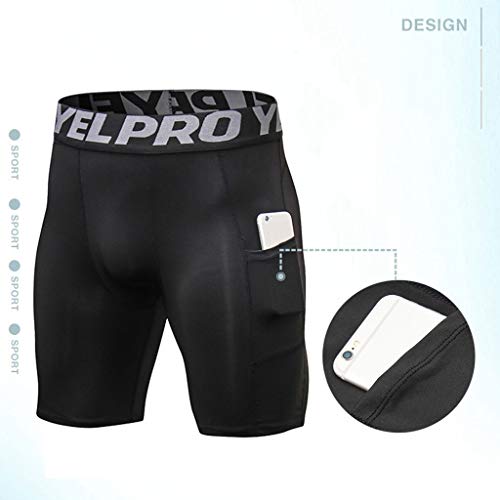 ruiruiNIE Pantalones Cortos de compresión de Talla Grande para Hombre de Laterales Leggings Deportivos de Secado rápido Lentes Ultra Anchas Cintura Capa Base Mallas para Correr - Negro-M