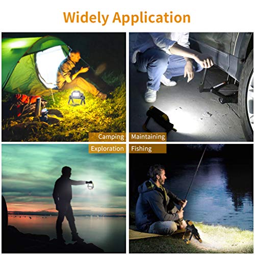 RUNACC LED Luz de trabajo Plegable USB recargable Portátil Luz de inundación Soporte Luces de trabajo con rotación de 360 ° (Amarillo)