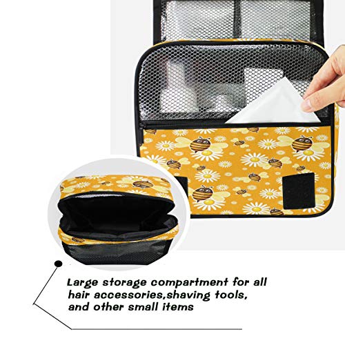 RXYY - Bolsa de aseo plegable para baño, diseño de abejas, diseño de camomilía, bolsa de lavado portátil para mujeres y niñas