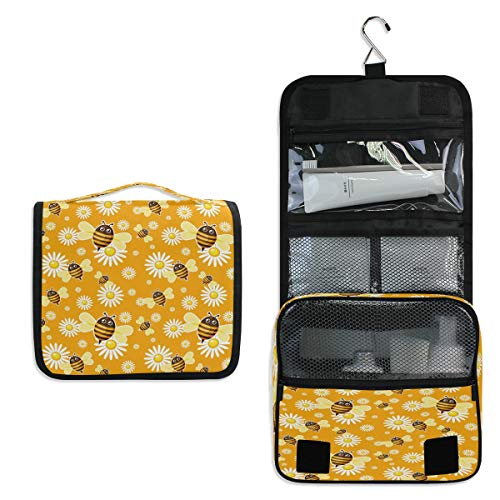 RXYY - Bolsa de aseo plegable para baño, diseño de abejas, diseño de camomilía, bolsa de lavado portátil para mujeres y niñas