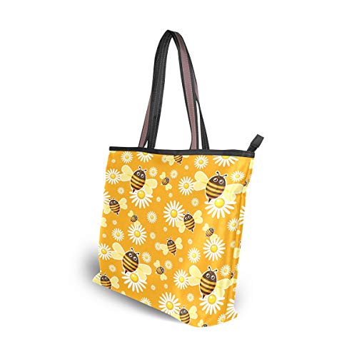 RXYY - Bolso de mano para mujer, diseño de abejas, diseño de camomilía, gran capacidad, asa superior, color Multicolor, talla Medium