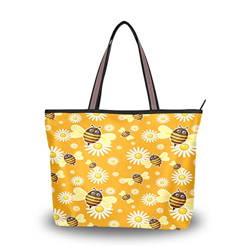 RXYY - Bolso de mano para mujer, diseño de abejas, diseño de camomilía, gran capacidad, asa superior, color Multicolor, talla Medium
