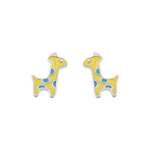 S925 Joyas de Plata Esterlina Estilo Coreano Lindo Jirafa Aretes Mujer 's Dulce Animal Ciervo Aretes Nicho, WOZUIMEI, Como se muestra