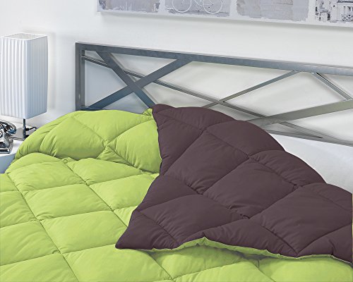 Sabanalia - Edredón nórdico de 400 g reversible (bicolor), para cama de 135/150 cm, color verde y chocolate