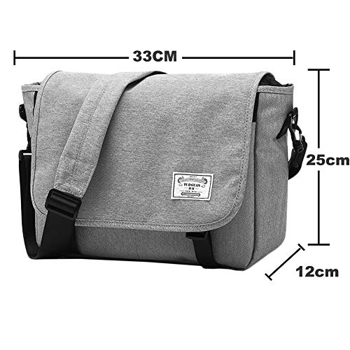 sacport @ Delegate Bolso Bandolera Lona Bolsa Mensajero 14" Maletin Portatil Ordenador para Hombre Deportes Trabajo Casual Viajes - Gris