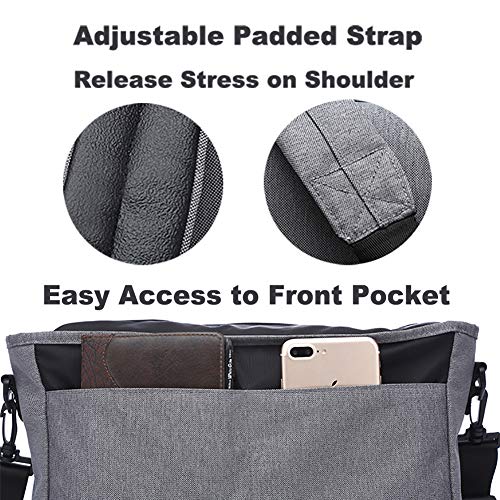 sacport @ Delegate Bolso Bandolera Lona Bolsa Mensajero 14" Maletin Portatil Ordenador para Hombre Deportes Trabajo Casual Viajes - Gris