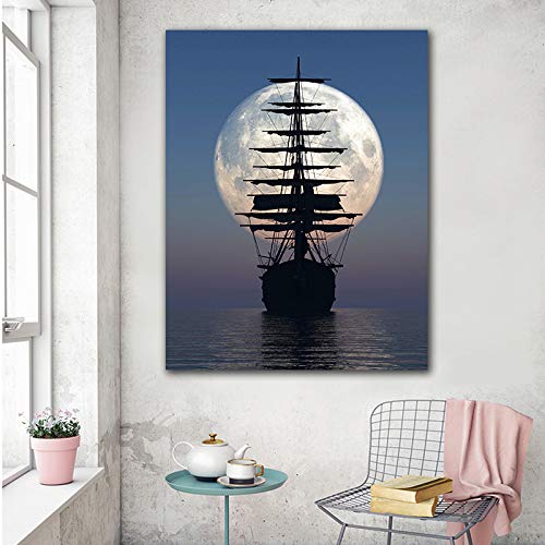 SADHAF Modern HD Print Sunrise Sailing Pintura sobre lienzo de pared Art Deco A2 40x50cm