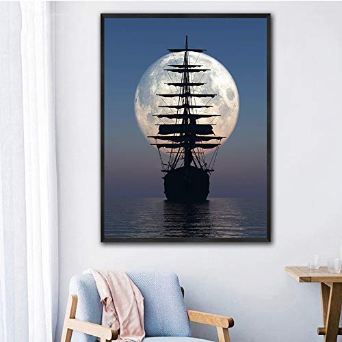 SADHAF Modern HD Print Sunrise Sailing Pintura sobre lienzo de pared Art Deco A2 40x50cm