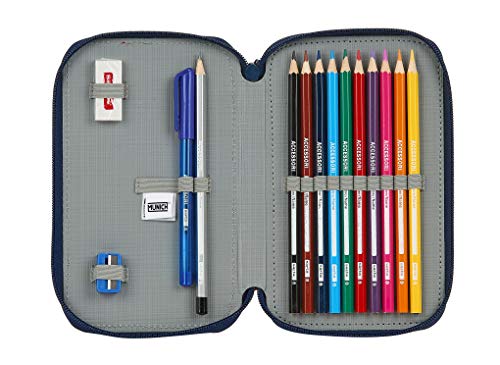 Safta Estuche Escolar con 28 Útiles Incluidos de Munich Retro, 125x40x195mm