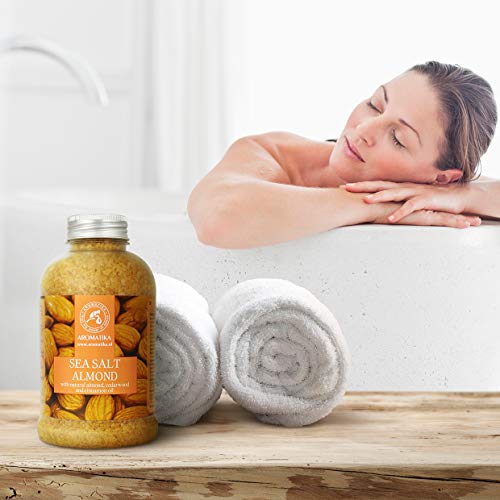 Sal de Baño 600g - Sal Marina con Aceites de Almendras para Dormir - Reducción de Estrés - Belleza - Baños - Cuidado Corporal