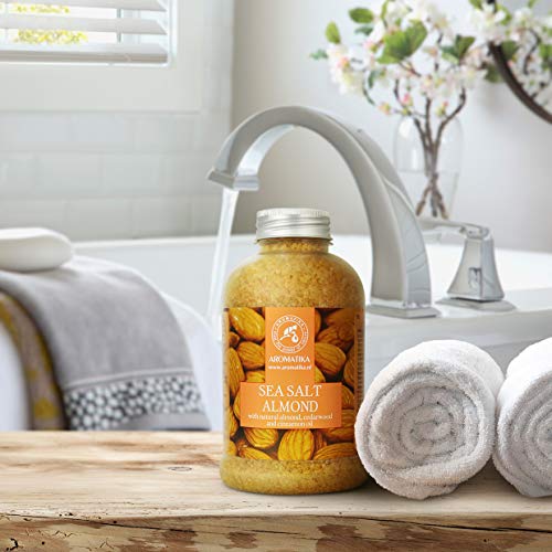 Sal de Baño 600g - Sal Marina con Aceites de Almendras para Dormir - Reducción de Estrés - Belleza - Baños - Cuidado Corporal