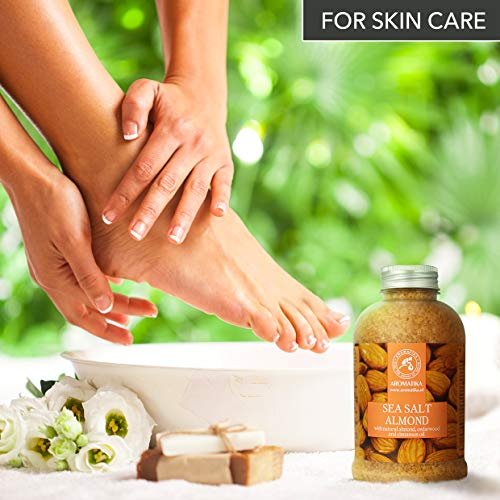 Sal de Baño 600g - Sal Marina con Aceites de Almendras para Dormir - Reducción de Estrés - Belleza - Baños - Cuidado Corporal