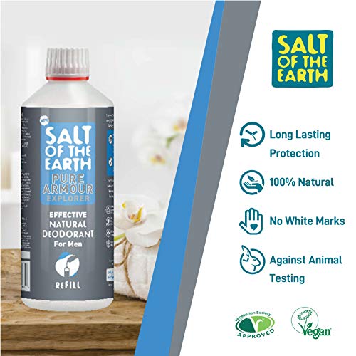 Salt of the Earth, Pure Armour - Recambio de desodorante natural para hombre (500 ml)