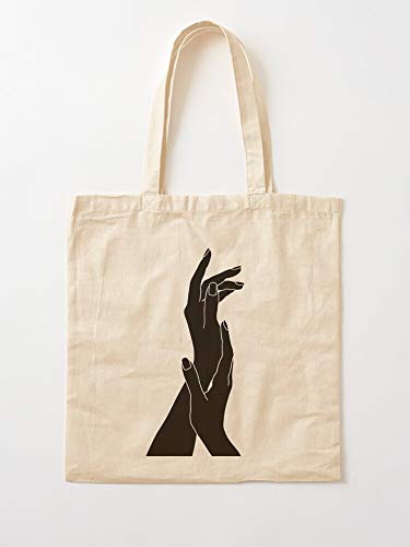 Saltandlaceintimates Hip Cute Lineart Tumblr Grey Black Cyber Hands Tote Cotton Very Bag | Bolsas de supermercado de lona Bolsas de mano con asas Bolsas de algodón duraderas