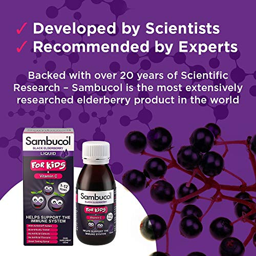 Sambucol Black Elderberry para Niños | Vitamina C | Complemento alimentario de apoyo inmunitario | 120ml