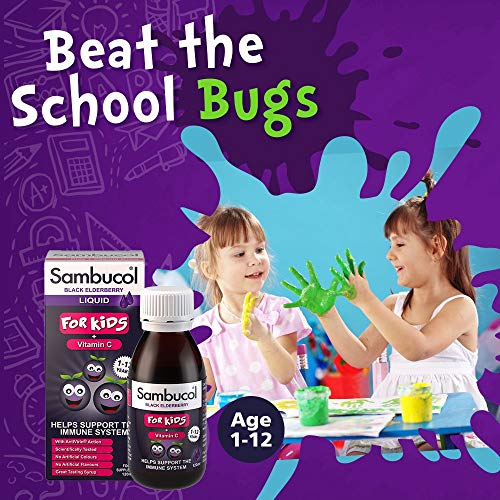 Sambucol Black Elderberry para Niños | Vitamina C | Complemento alimentario de apoyo inmunitario | 120ml
