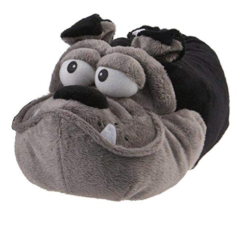 SAMs Tierhausschuhe Bulldogge Schwarz Grau lustig witzi