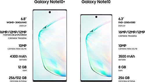 SAMSUNG Galaxy Note10+ SM-N975F - Smartphone (Dual SIM, 12 GB RAM, 256 GB Memoria, 10 MP Dual Pixel AF) Negro (Black)