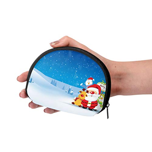 Santa Claus Navidad Mujeres Niñas Concha Cosmética Maquillaje Bolsa de Almacenamiento Monedas de Compras al Aire Libre Monedero Organizador