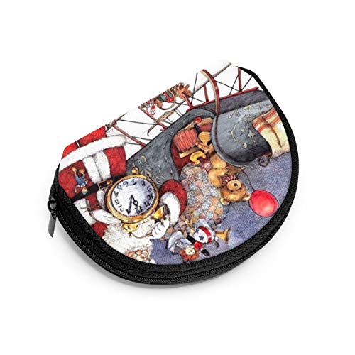 Santa Claus Navidad Mujeres Niñas Concha Cosmética Maquillaje Bolsa de Almacenamiento Monedas de Compras al Aire Libre Monedero Organizador