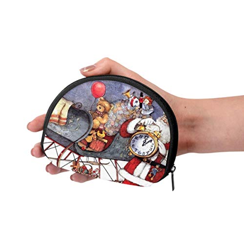 Santa Claus Navidad Mujeres Niñas Concha Cosmética Maquillaje Bolsa de Almacenamiento Monedas de Compras al Aire Libre Monedero Organizador