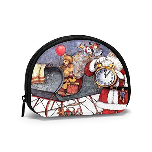 Santa Claus Navidad Mujeres Niñas Concha Cosmética Maquillaje Bolsa de Almacenamiento Monedas de Compras al Aire Libre Monedero Organizador