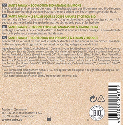 Sante Naturkosmetik 44007 loción para el cuerpo 500 ml Mujeres Nutritiva - Lociones para el cuerpo (500 ml, Mujeres, Universal, Nutritiva, Limón, Frasco dispensador)